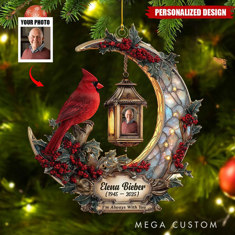 Personalized Cardinal Memorial Christmas Ornament 3D Effect Acrylic Ornament I Am Always With You Sympathy Gift for Family Members