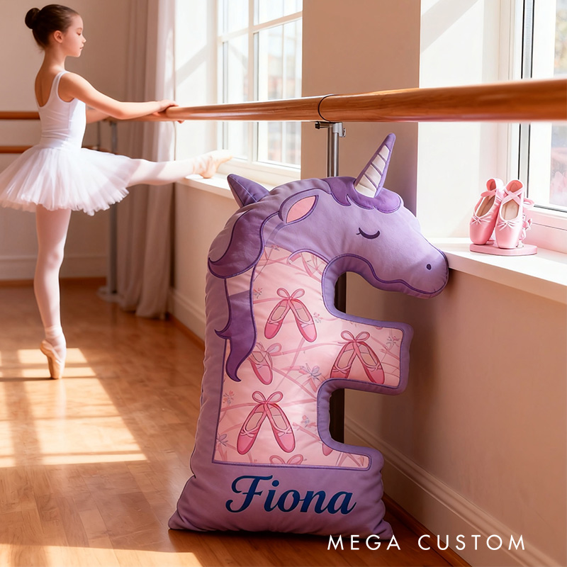 Personalized Graphic 3D Fantacy Ballerina Alphabet Shaped Pillow for Dance Lovers Initial Pillow Christmas Gift for Kids