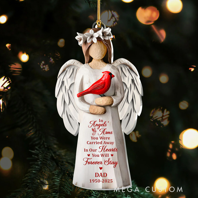 Personalized Memorial Ornament In Angels' Arms 3D Effect Acrylic Ornament Sympathy Gift for Family Members