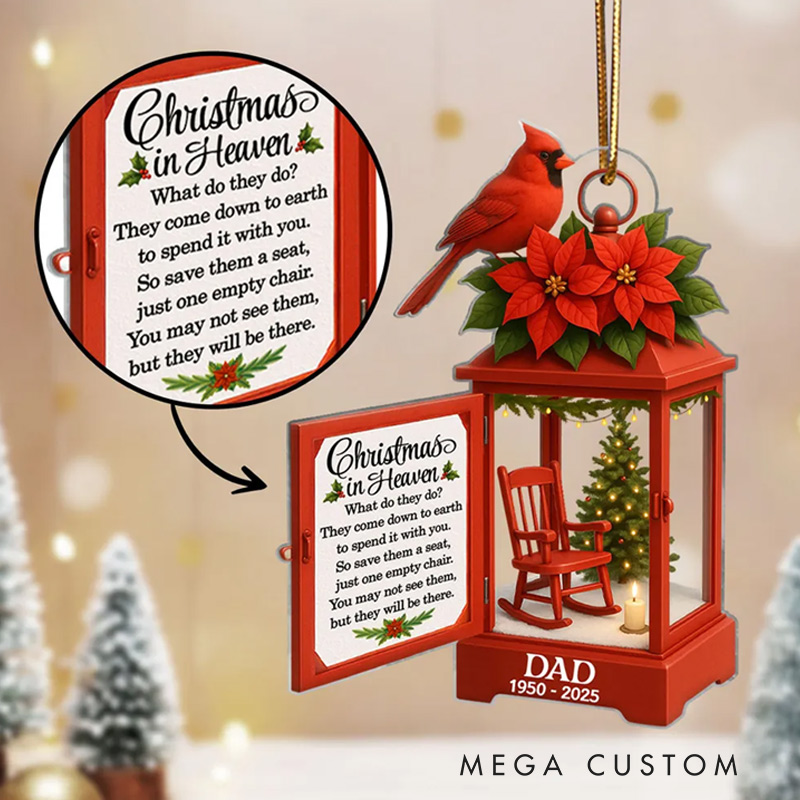 Personalized Lantern Memorial Chistmas Ornament Christmas In Heaven Sympathy Gift for Loss of Loved Ones