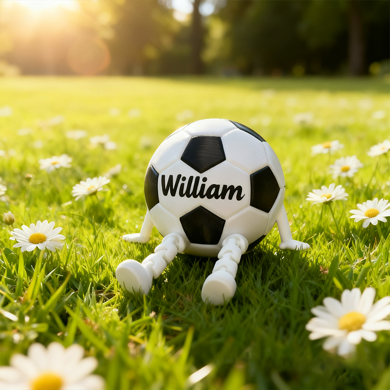 Personalized Soccer Ball Decor with Dangling Legs and Custom Name