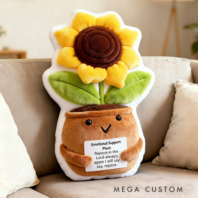 Personalized Positive Sunflower Pillow with Custom Bible Verse Home Decor Graphic 3D Print Pillow Emotional Support Plant Religious Christian Gift