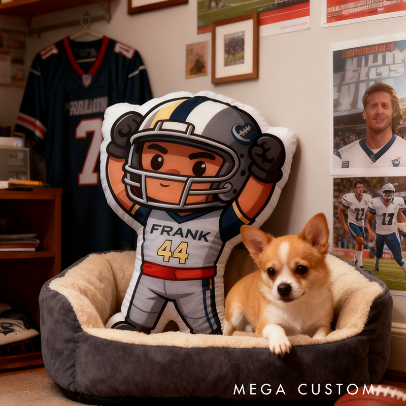 Personalized Football Hero Pillow with Custom Name and Number Design