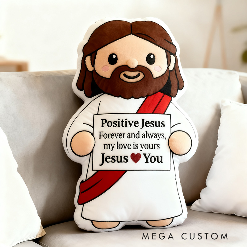 Personalized Cute Positive Jesus Pillow with Custom Love Message Graphic 3D Print Pillow Inspirational Christian Gift Jesus Love Gift Faith Based Gift