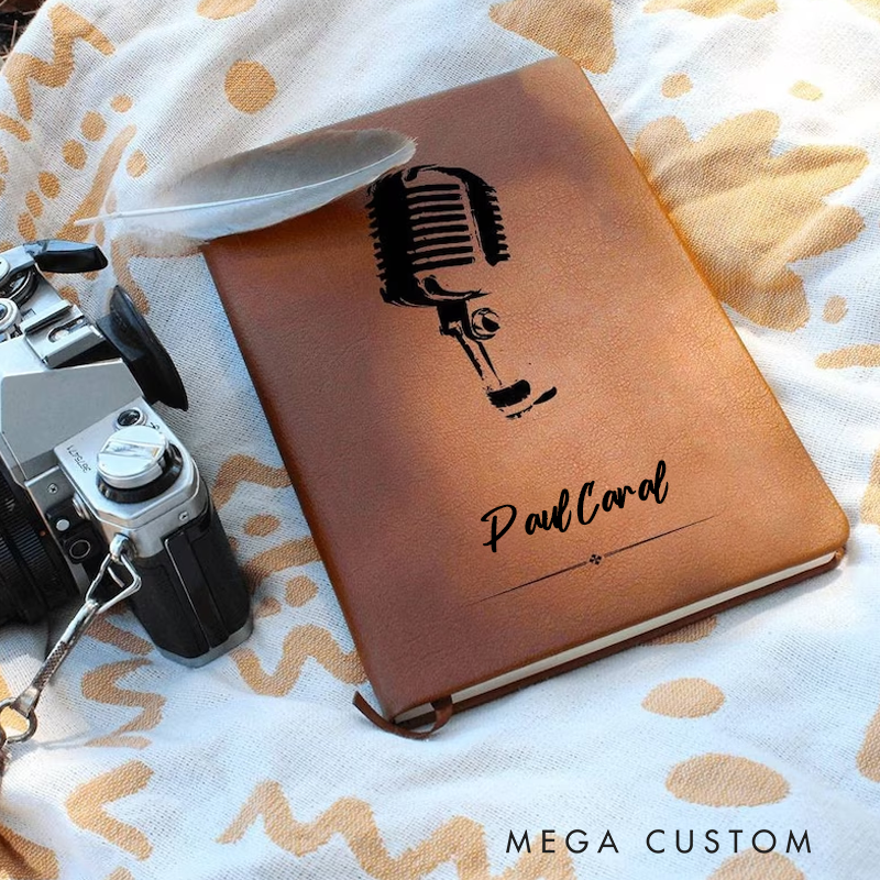 Personalized Classic Microphone Journal Custom Lyric Journal Gift for Singer and Songwriter and Artist and DJ and Podcast and Speaker