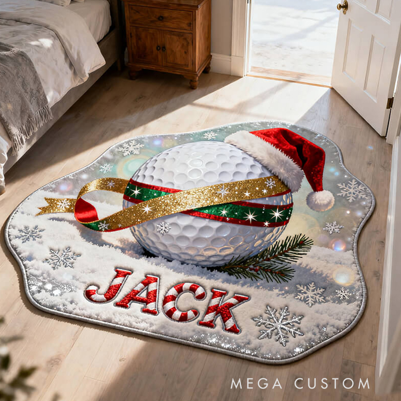 Personalized Christmas Golf Rug with Custom Name and Santa Hat