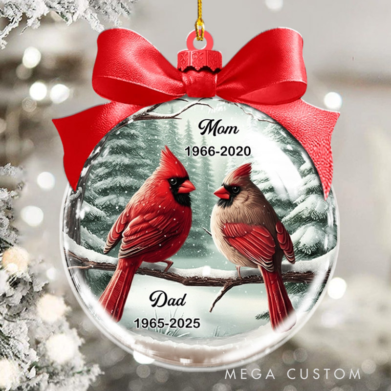Personalized Memorial Ornament Winter Scene Memorial Cardinal 3D Effect Acrylic Ornament Sympathy Gift for Family Members