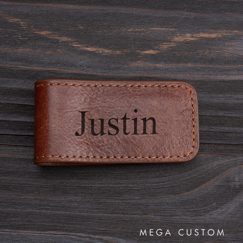 Personalized Leather Money Clip Wallet for Him Custom Money Clip with Name Engraved Money Clip for Men Groomsmen Money Clip Wedding Gift