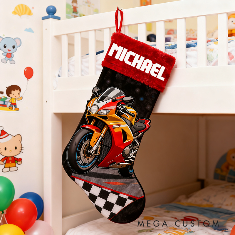 Personalized Motorcycle Engine Christmas Stocking for Enthusiasts Family Christmas Gifts Xmas Gift