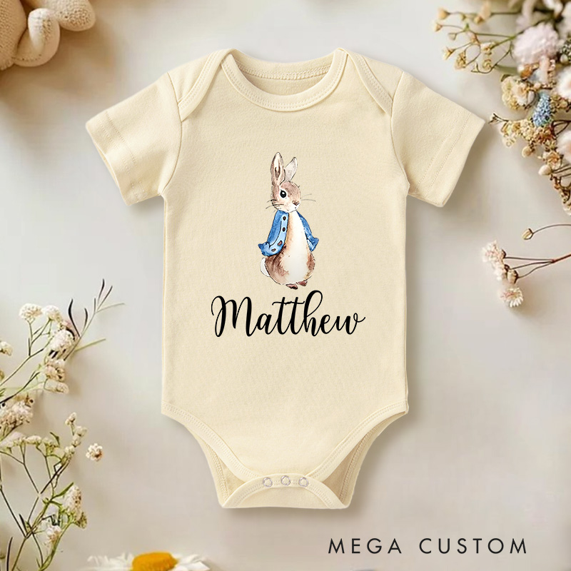 Personalized Name Cute Bunny Easter Baby Onesie Gift for Baby