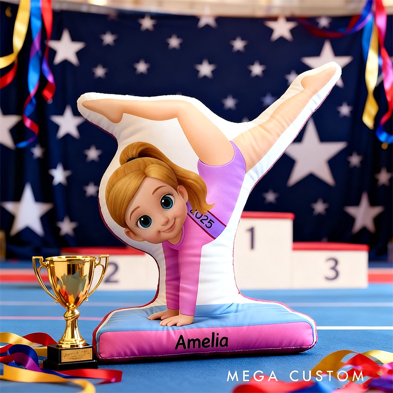 Personalized My Gymnastic Girl Shaped Pillow for Gynamstic Lovers Pillow Christmas Gift for Kids