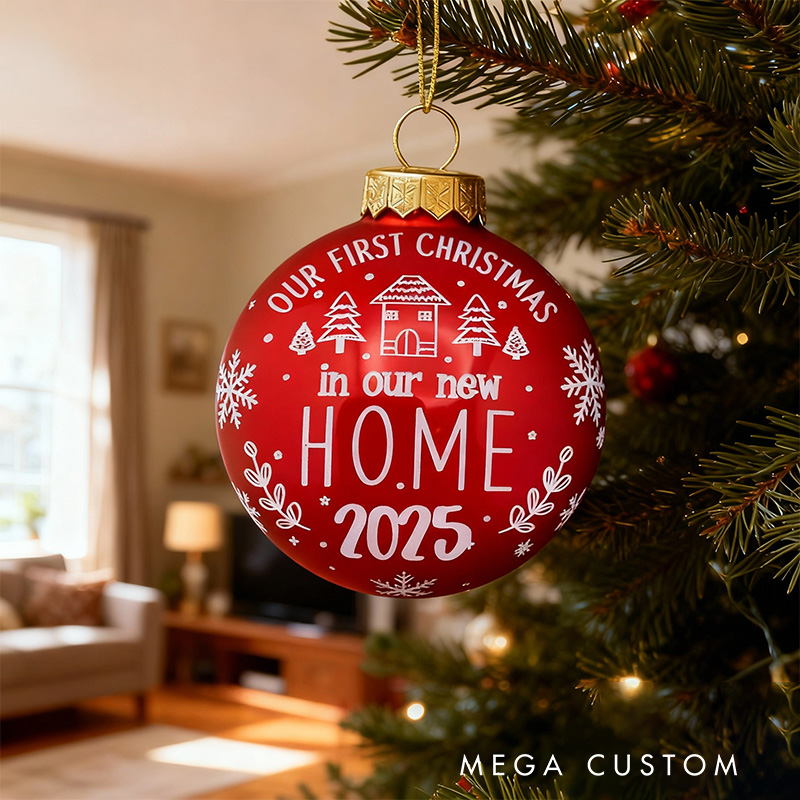 Personalized First Christmas Ornament Our New Home 2025 Red Holiday Decoration Custom Keepsake Gift for Celebrating New Beginnings and Family Gifts