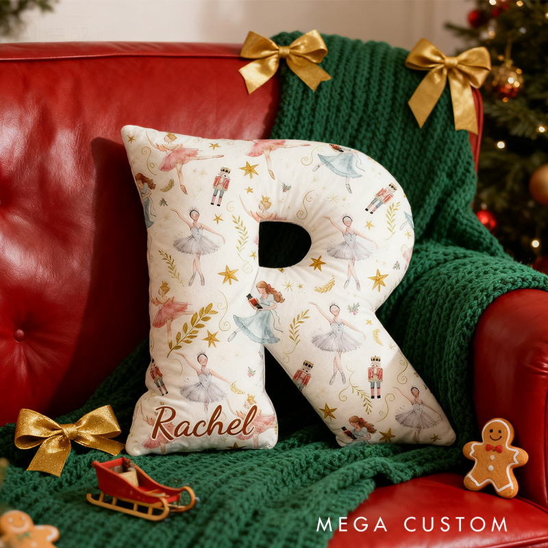 Personalized Ballet White Dream Alphabet Shaped Pillow for Dance Lovers Initial Pillow Christmas Gift for Kids