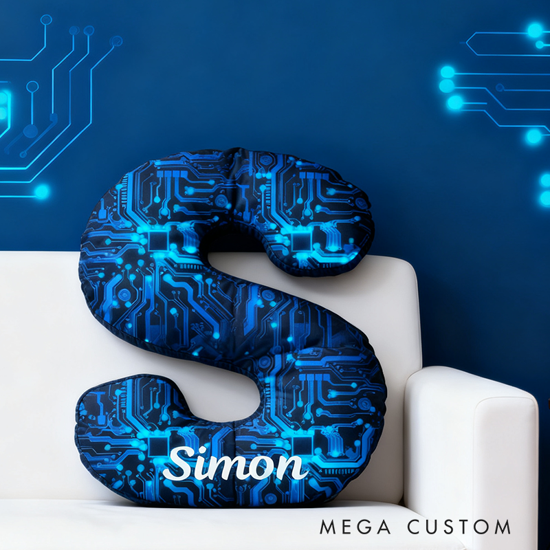 Personalized Letter Circuit Board Design Pillow Gifts IT Technology Geek Nerd Lover