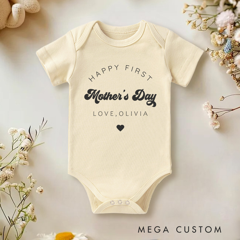 Personalized Happy First Mothers Day Baby Onesie Newborn Gift