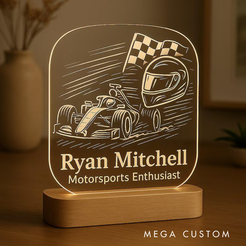 Personalized Racing Car Gift Custom Driver Name Decor Car Motorsport LED Night Light Lover Gift Race Fan Lamp