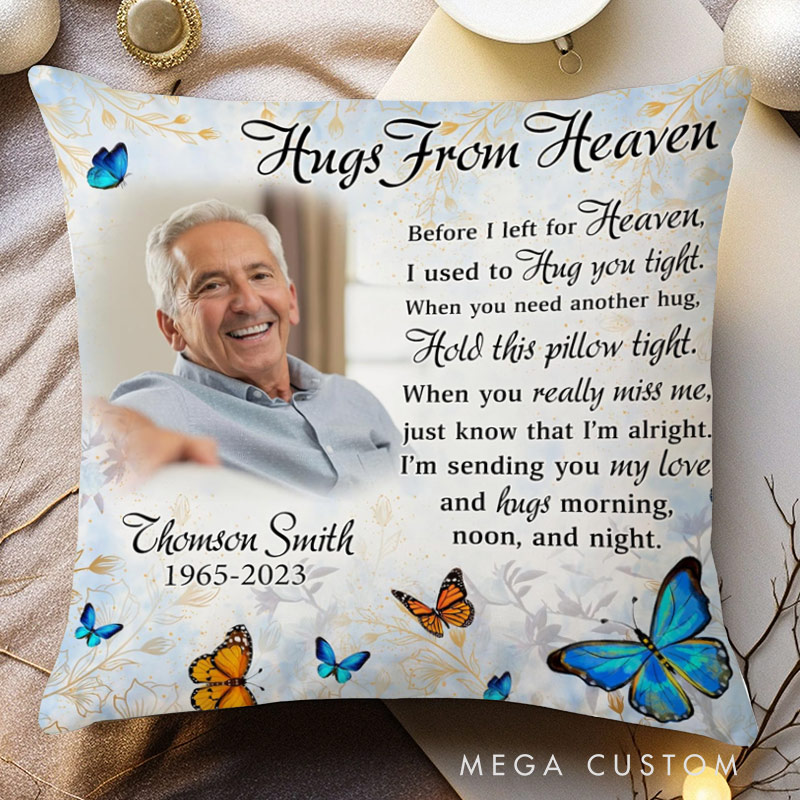 Personalized Memorial Sympathy Photo Pillow Double-Sided Printed Gifts for Loss of Loved One in Heaven Remembrance Gifts