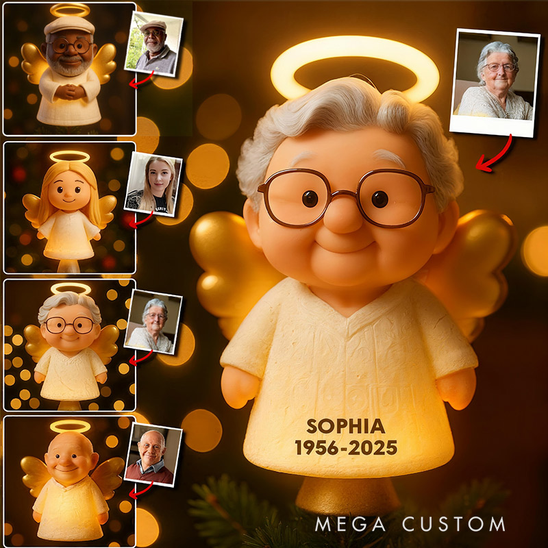 Personalized Memorial LED Light Tree Topper Christmas Memorial  Gift for Family
