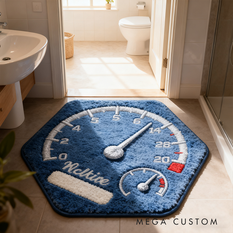 Personalized Speedometer-Themed Rug for Motorsport Enthusiasts Custom Name RACER Speed Rugs Xmas Gigt