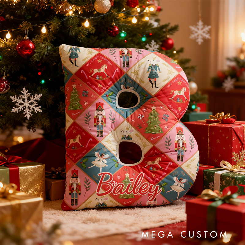Personalized Nutcracker Fairy Ballet Alphabet Shaped Pillow for Dance Lovers Initial Pillow Christmas Gift for Kids