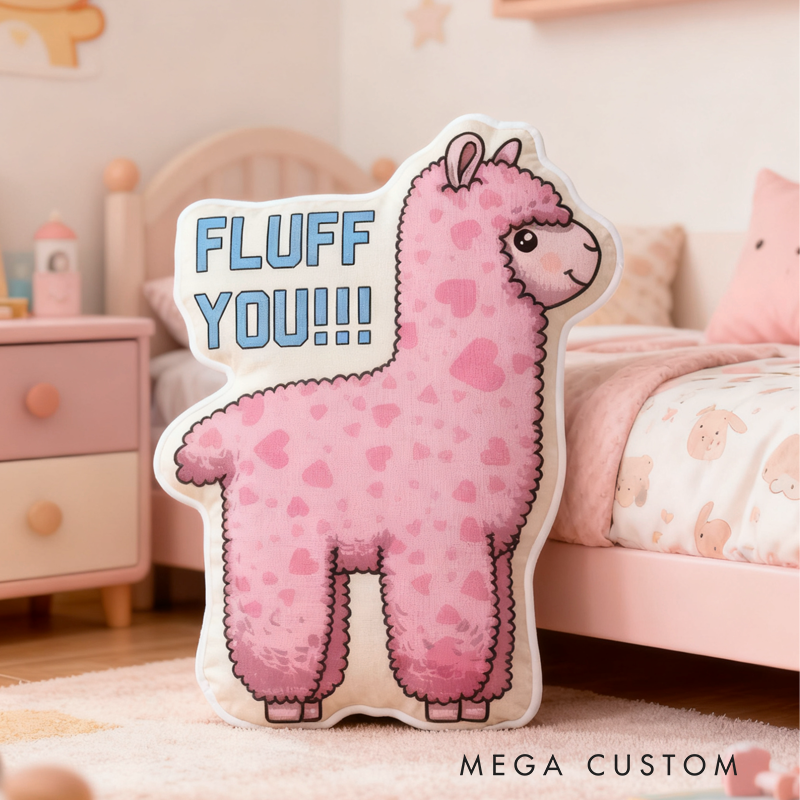 Personalized Pink Alpaca with Name Graphic 3D Print Pillow Christmas Gift for Kids Birthday Gift