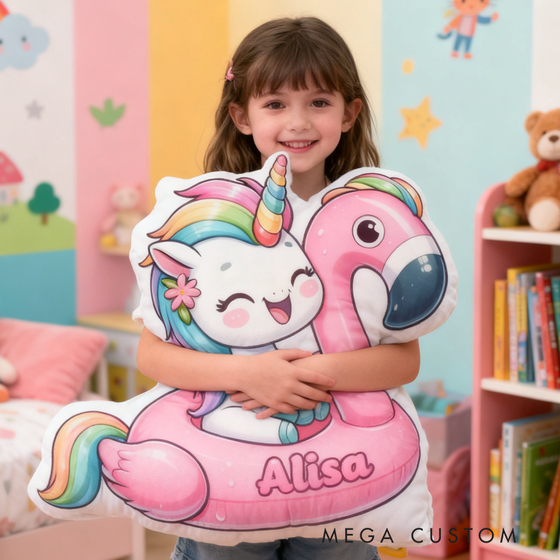 Personalized Flamingos with Name Graphic 3D Print Pillow Christmas Gift for Kids Birthday Gift