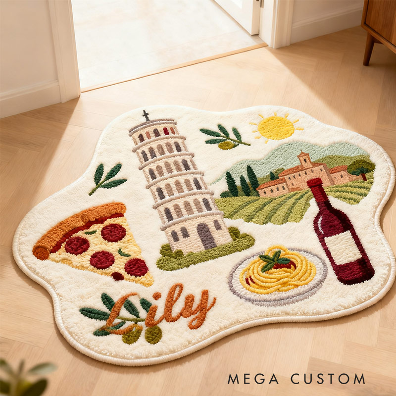Personalized Italian Charm Rug for Travel Lovers