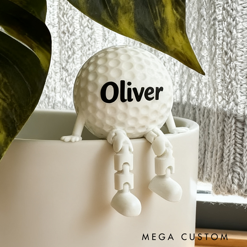 Personalized Golf Ball Decor with Dangling Legs and Custom Name