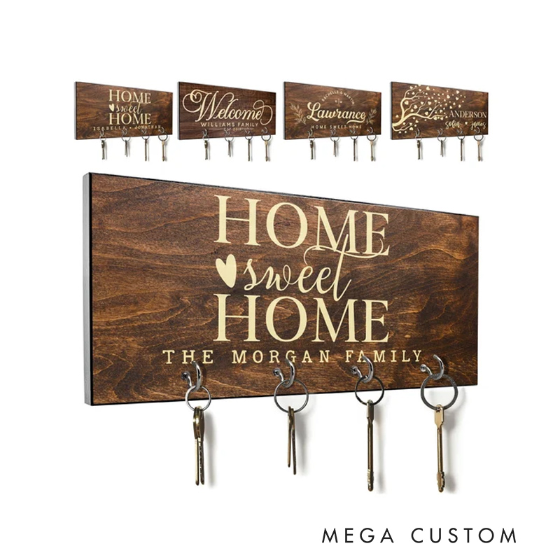 Personalized Key Holder for Wall Custom Key Hanger Housewarming Gift New Home Gifts First Home Gift Realtor Closing Gift Couple Gift