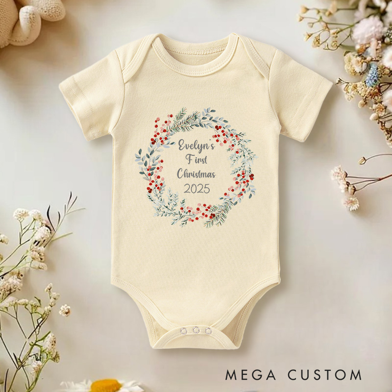 Personalized Baby’s First Christmas Baby Onesie Newborn Gift