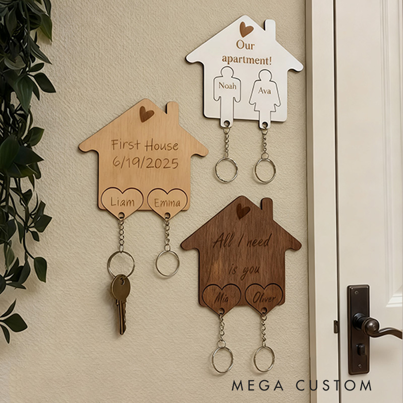 Personalized Name Rack Wall Mount Entryway Custom Couple Key Hanger Customize Honogram Hanger Wooden Our Home Plaque Sign House Gift