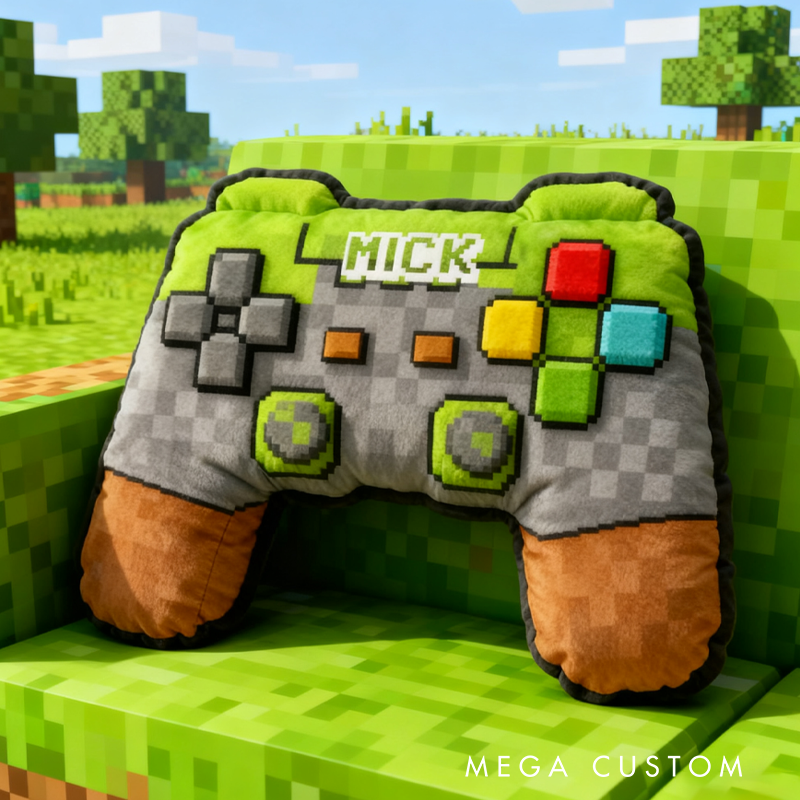 Personalized Pixelated Gaming Controller Pillow Custom Gamer Lover Pillow Gift for Game Geek