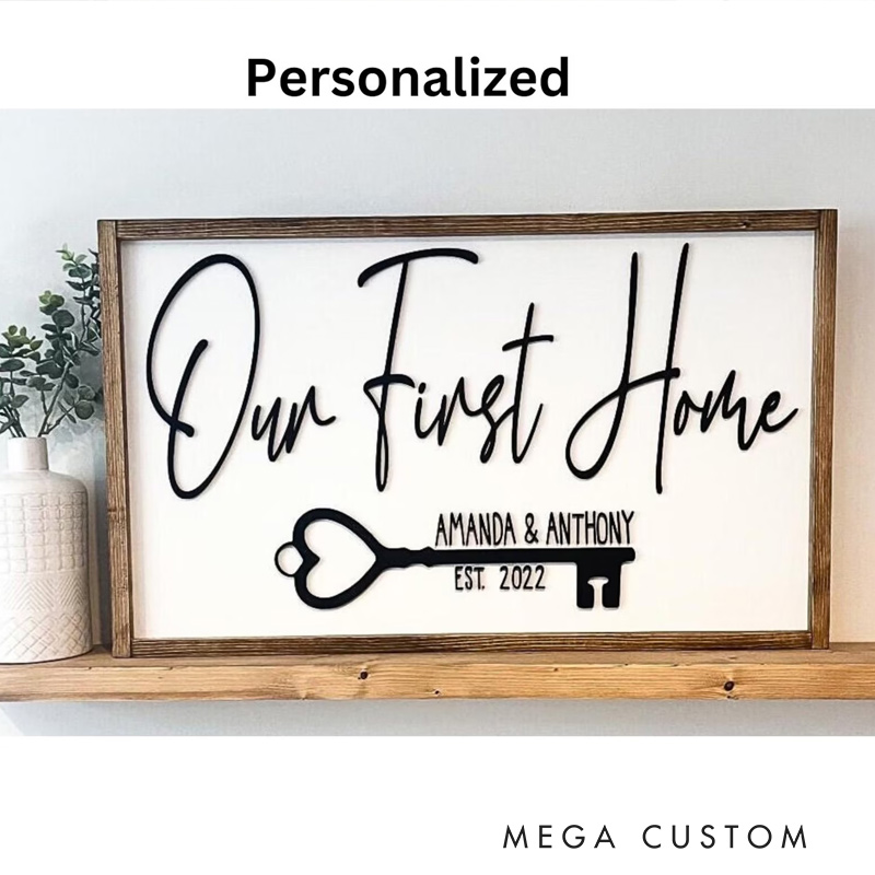 Personalized First Home Sign Realtor Gift Closing Day Gift New Home Buyers Gift 1st Home Gift 3D 1st Home Wall Decor