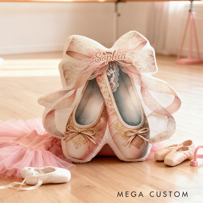 Personalized Ballet Dance Shoes Shaped Pillow for Dance Lovers Pillow Christmas Gift for Kids