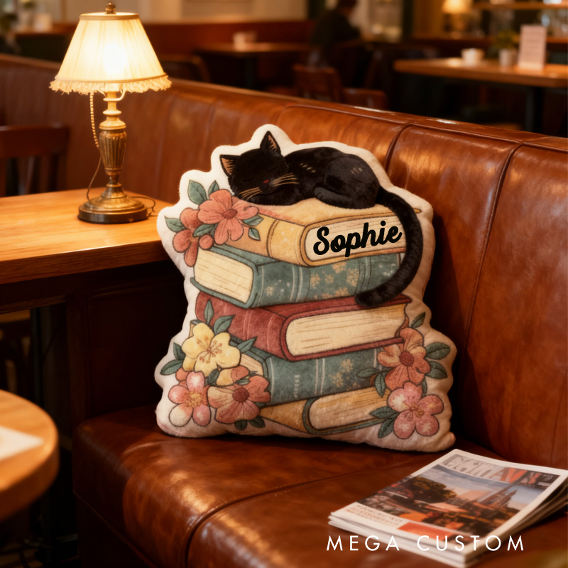 Personalized Floral Book Throw Pillow Fantasy Bookish Pillow with Name for Kids Boy Girl Gift for Reading Lover Pillow