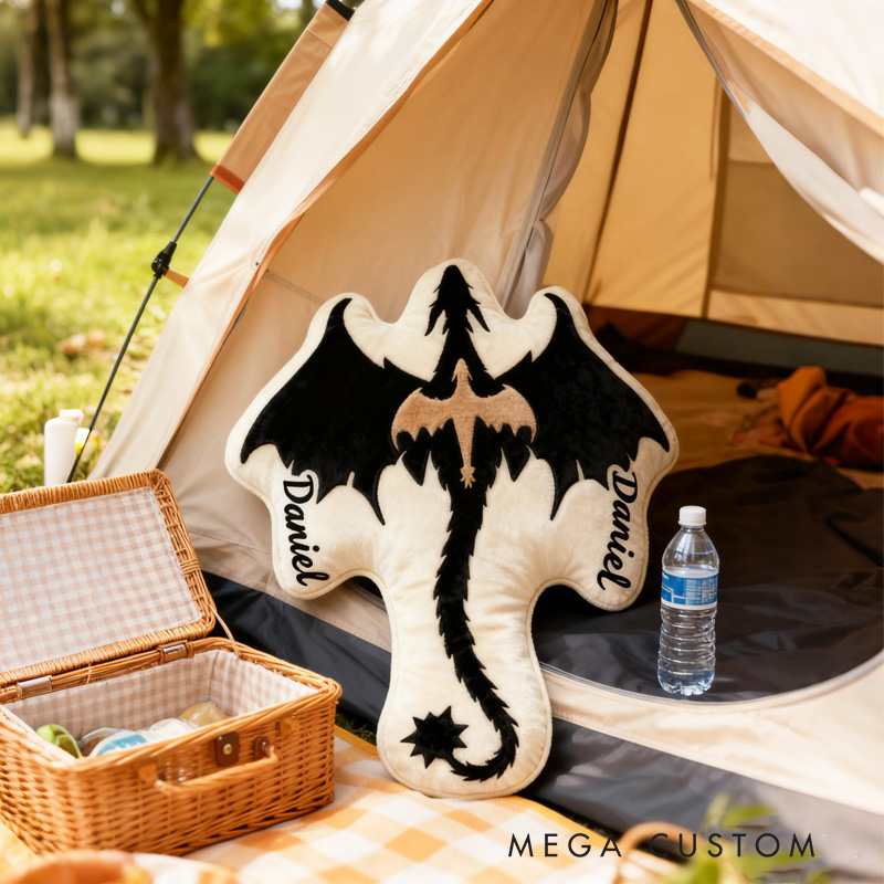 Personalized Black Dragon Throw Pillow Book Lover Pillow Fantasy Bookish Pillow with Name for Kids Boy Girl Gift for Reading Lover Pillow