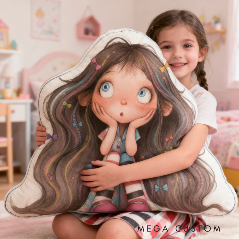 Personalized Pink Girls with Name Graphic 3D Print Pillow Christmas Gift for Kids Birthday Gift