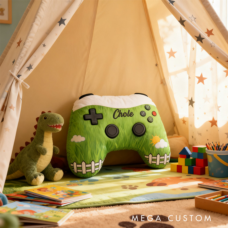 Personalized Graphic 3D Print Farming Game Controller Shaped Pillow for Game Lovers Plush Pillow Christmas Gift for Kids