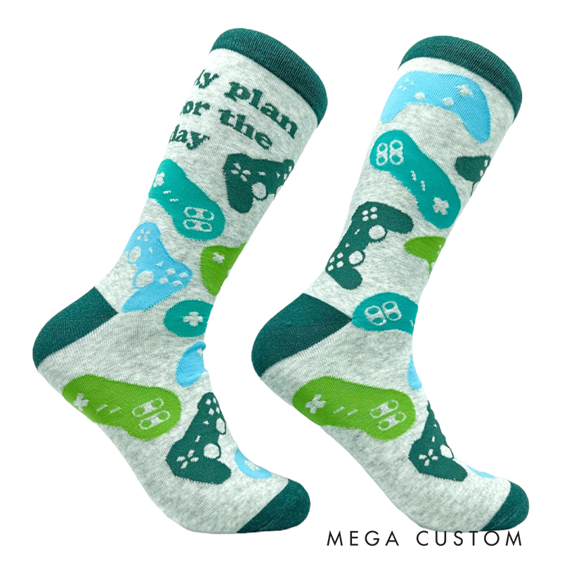 Personalized Unisex My Plan for the Day Gaming Socks Funny Controller Socks Gifts for Him Game Geek Lover