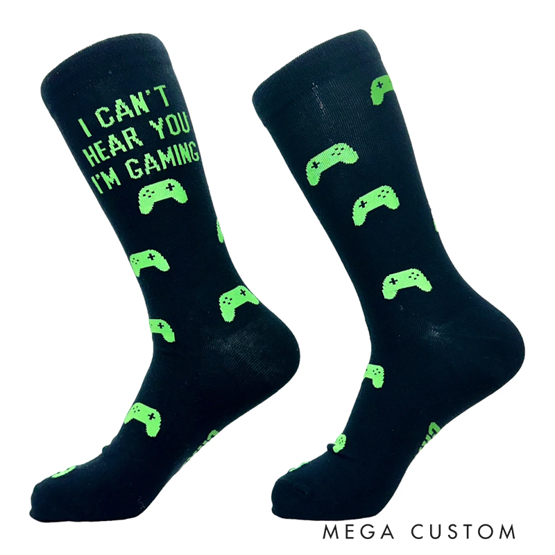 Personalized Can't Hear You Gaming Sock Do Not Disturb Funny Socks Gifts for Him Game Geek Lover