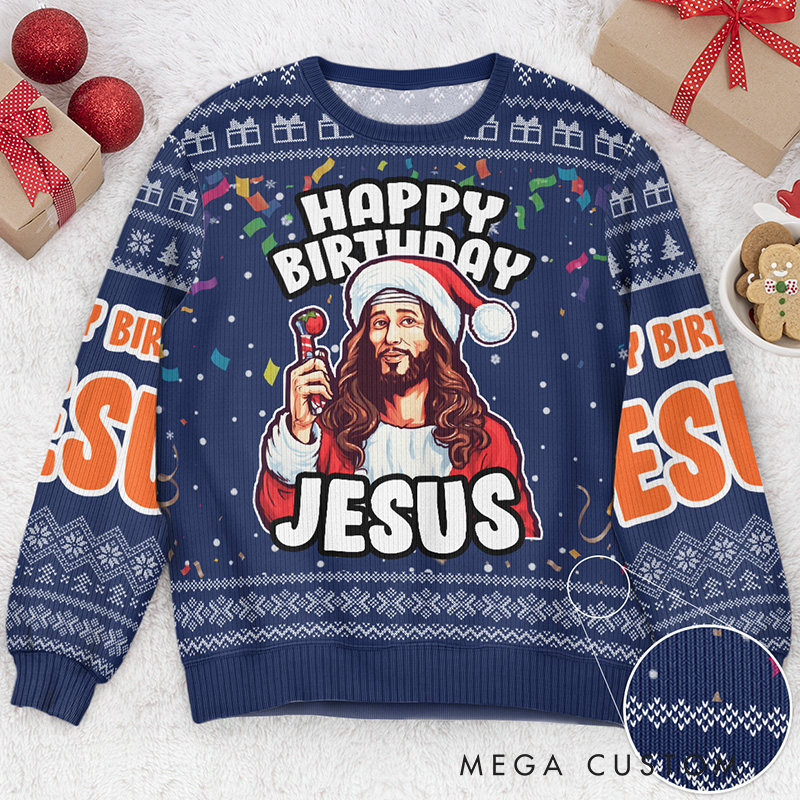 Personalized Go Jesus It's Your Birthday Christmas Ugly Sweater Religious Gift Christians Gift for Christmas Merry Christmas Gift Jesus Lovers Gift