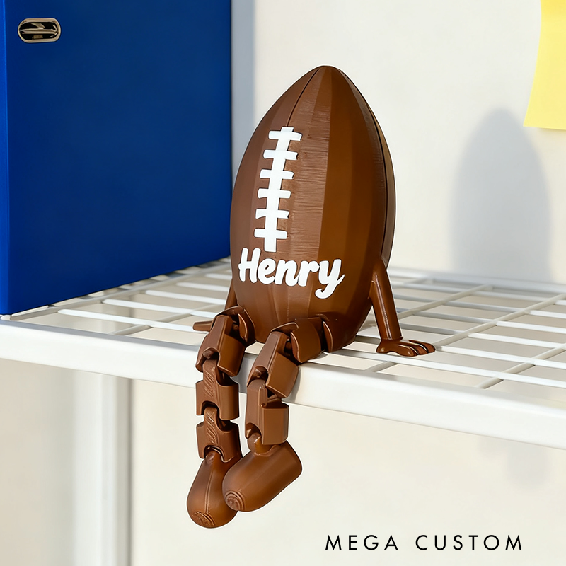Personalized Football Decor with Dangling Legs and Custom Name