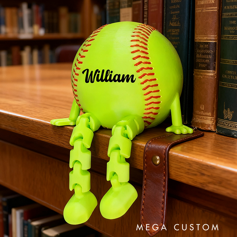 Personalized Softball Decor with Dangling Legs and Custom Name