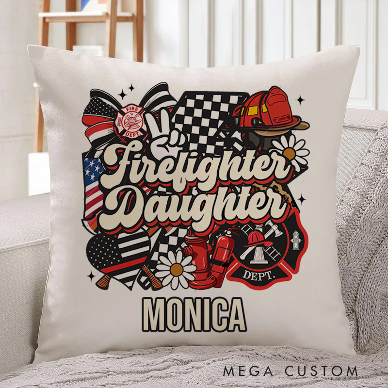 Personalized Firefighter Pillow Firefighter Daughter Tribute Design Appreciation Gift for Firemen