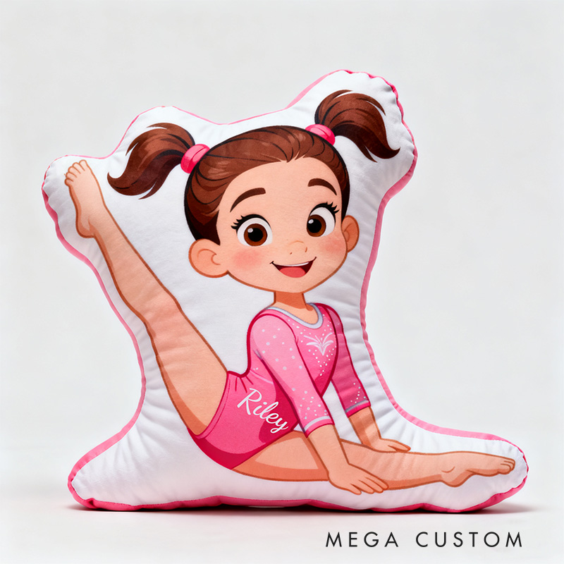 Personalized Cartoon Gymnastic Girl Shaped Pillow for Gymnastic Lovers Pillow Christmas Gift for Kids