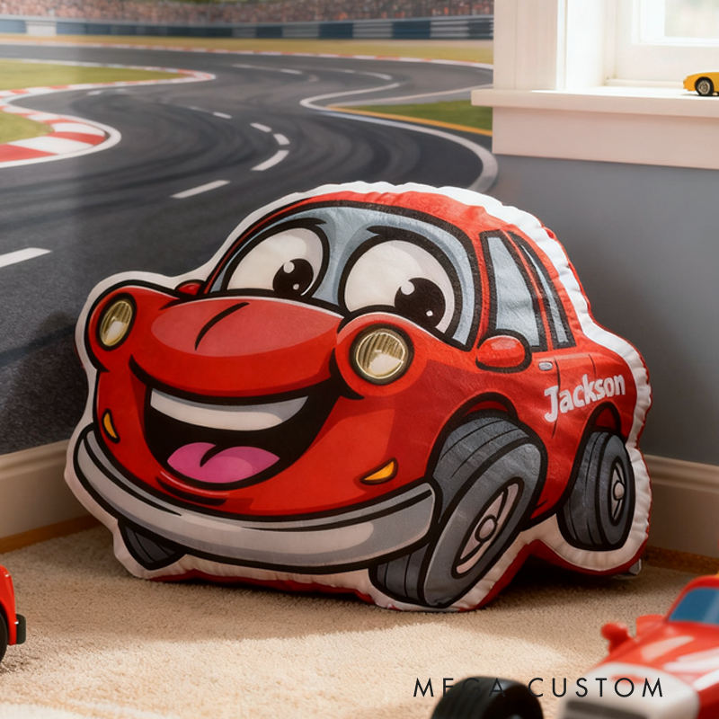 Personalized Cartoon Cars with Name Graphic 3D Print Pillow Christmas Gift for Kids Birthday Gift