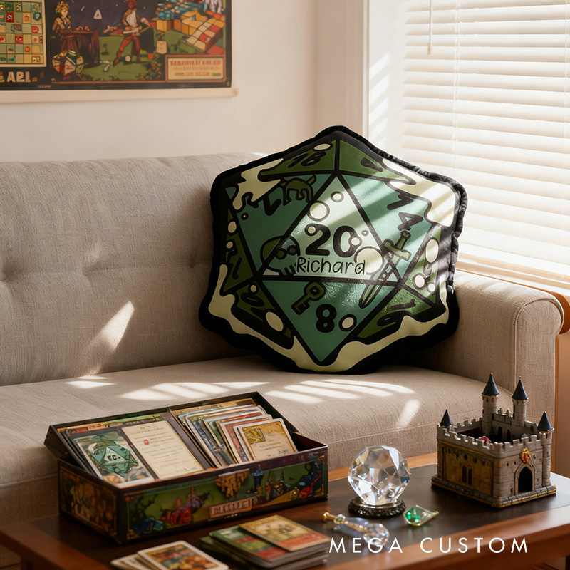 Personalized Graphic 3D Print Under Water D20 Shaped Pillow for DND Game Lovers Plush Pillow Christmas Gift for Kids