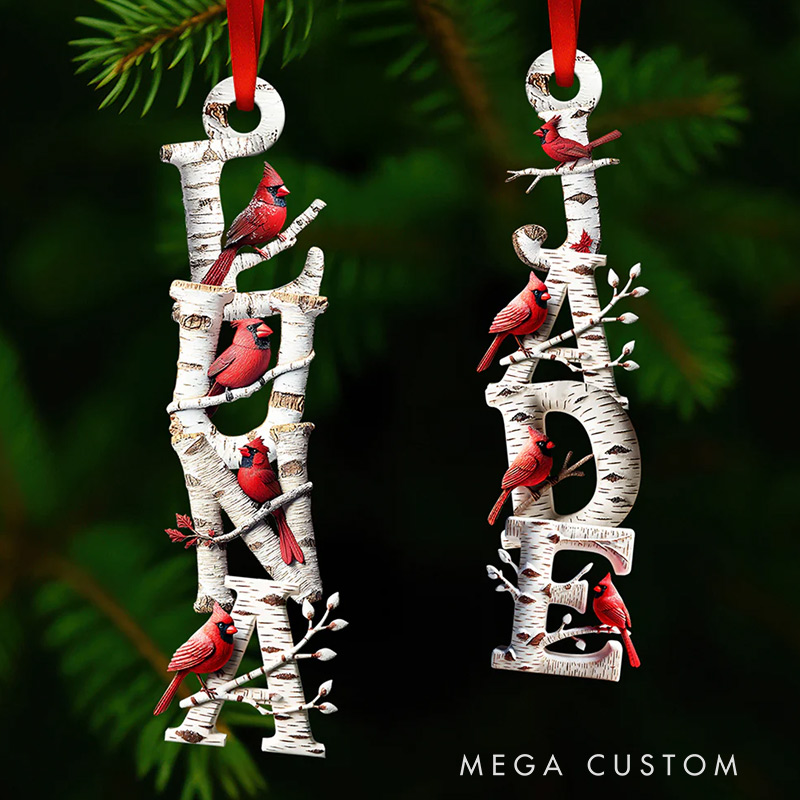 Personalized Alphabet Letters Ornament Memorial Cardinal Ornament Gifts for Heaven Family Member