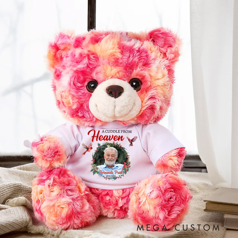 Personalized Teddy Bear with Photo Shirt A Cuddle From Heaven  Memorial Bear Heaven Sent Plush Soft Toy for New Baby Condolence Gift