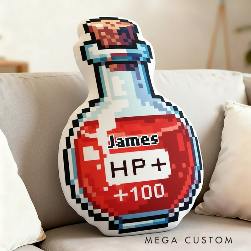 Personalized Graphic 3D Print Pixel Potion Shaped Pillow for Game Lovers Plush Pillow Christmas Gift for Kids